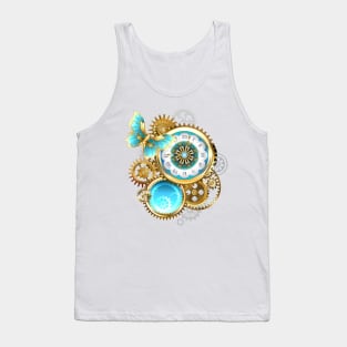 Clock and Gear with Butterfly ( Steampunk ) Tank Top